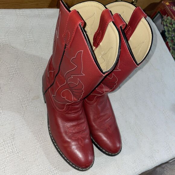 Masterson Boot Co. Men’s Western Boots Size 5.5 M Red Leather Cowboy Rodeo - Picture 4 of 12
